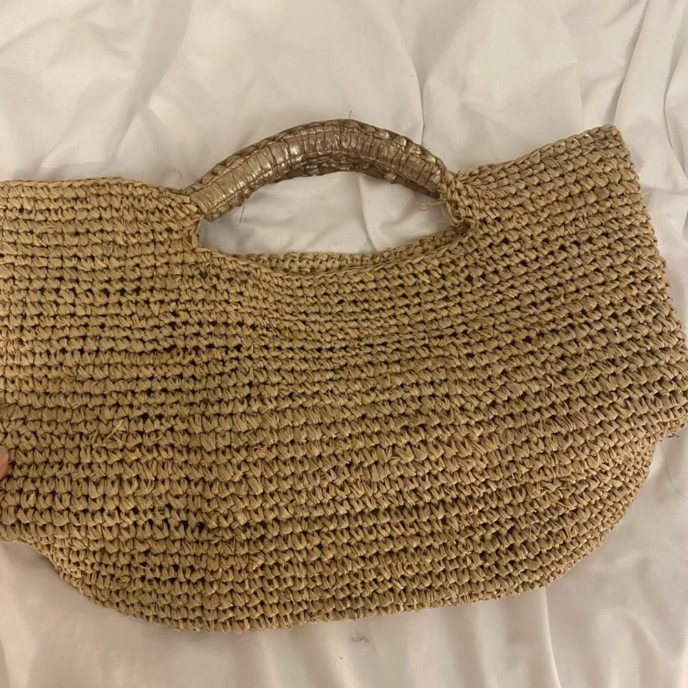 flore bella napa tote luxe straw bag - Picture 4 of 5